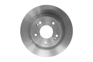 Araba fren diski beyaz arka planda izole edildi. Yedek yedek parça. Delinmiş fren diski rotoru beyaza izole edildi. Havalandırmalı diskler frenleniyor. Araba servisi veya bakım için yedek parça