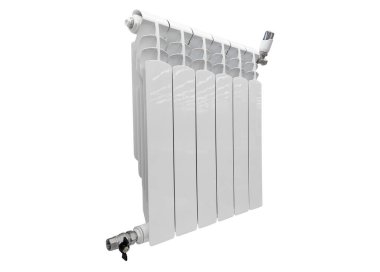 Heater battery isolated on black background. Radiator. Home water heater convector isolated. Heating convector.
