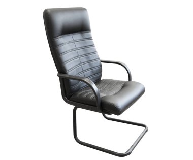 Office computer chair Isolated on white background. Black leather office chair isolated