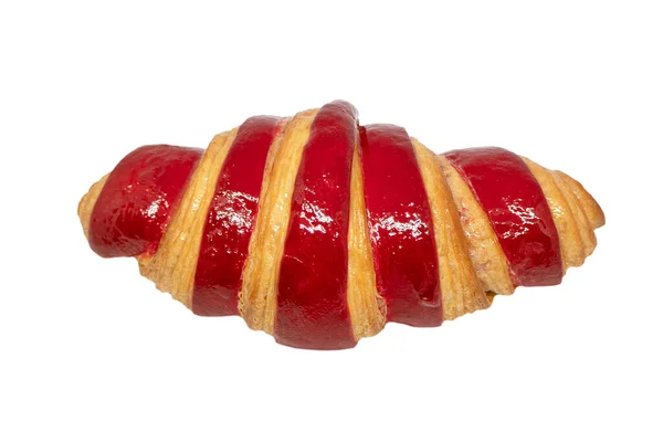 Nybakad Croissant Isolerad Vit Bakgrund Läcker Fransk Croissant Isolerad — Stockfoto