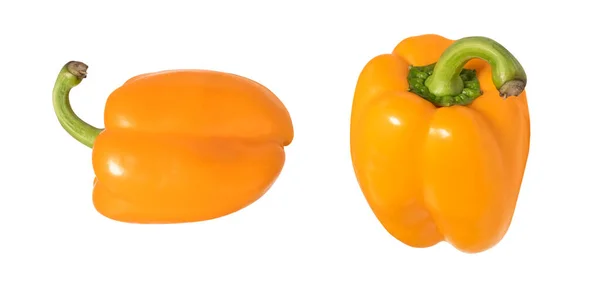 Zwei Orangenpfeffer Isoliert Auf Weißem Hintergrund Paprika Isoliert Paprika Süß — Stockfoto