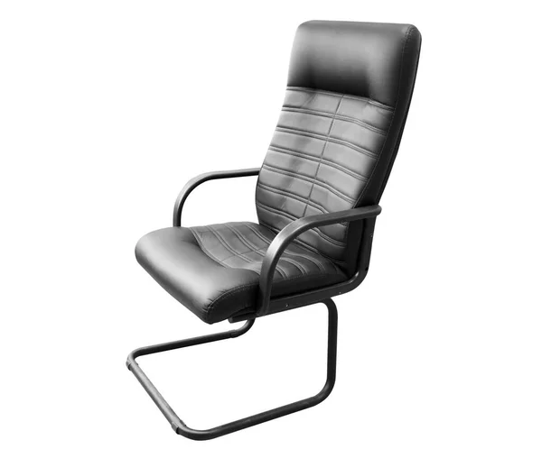 Office Computer Chair Isolated White Background Black Leather Office Chair — Stockfoto