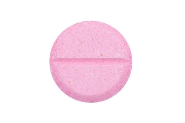 巨无霸从白色背景中分离出粉色药片 药学产品 药丸和药物关闭 药丸背景 — 图库照片