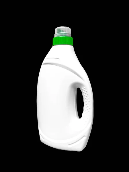 Plastová Láhev Čisticí Prostředek Detergent Izolovaný Černém Pozadí Plastová Láhev — Stock fotografie
