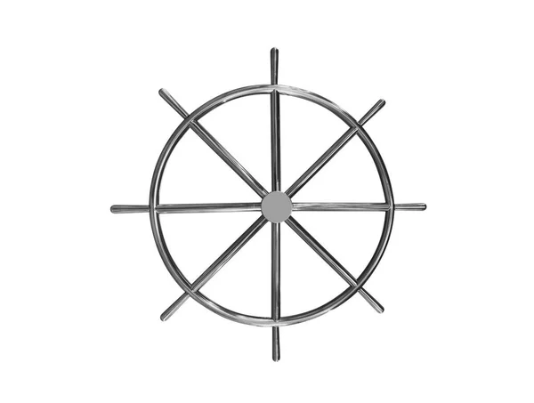 Ship Steering Wheel Isolated White Background Marine Steering Wheel Metal — Stock Photo, Image