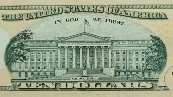 10ドル紙幣のマクロ撮影画像 財政的成功の概念 10ドル札の背景 十ドル — ストック写真