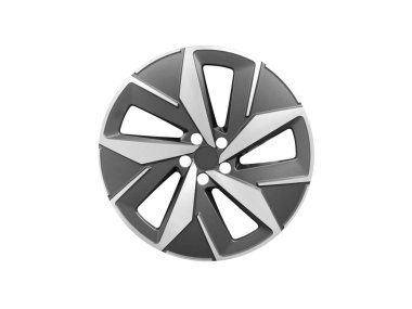 Car alloy wheel isolated on white background. New alloy wheel for a car. Alloy rim isolated. Car wheel disc.	