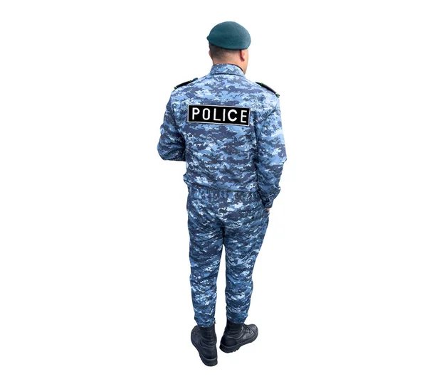 Πίσω Σακάκι Ενός Αστυνομικού Που Είναι Απομονωμένος Λευκό Φόντο Αστυνομικός — Φωτογραφία Αρχείου
