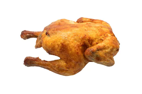 Läcker Gyllene Brun Grillad Kyckling Isolerad Vit Bakgrund Smaklig Grillad — Stockfoto