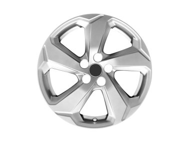 Araba alaşımlı tekerleği beyaz arka planda izole edilmiş. Beyaz arka planda bir araba için yeni bir alaşım tekerleği. Alaşımın kenarı izole edildi. Araba tekerleği diski