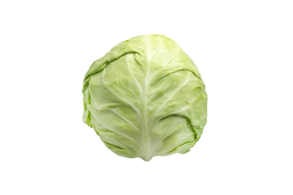 Cabbage Head Isolated White Background Ripe Whole Cabbage Organic Food — Stock Photo, Image