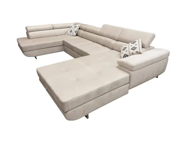 Vorderseite Des Ledersofas Isoliert Auf Weißem Hintergrund Moderne Möbel Sofa — Stockfoto