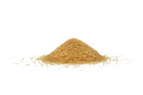 Braunes Zuckerpulver Isoliert Auf Weißem Hintergrund Makroaufnahme Braune Zuckertextur Isoliert — Stockfoto