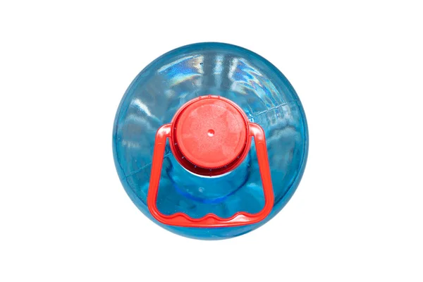Bouchon Rouge Plastique Bleu Avec Eau Plate Isolée Sur Fond — Photo