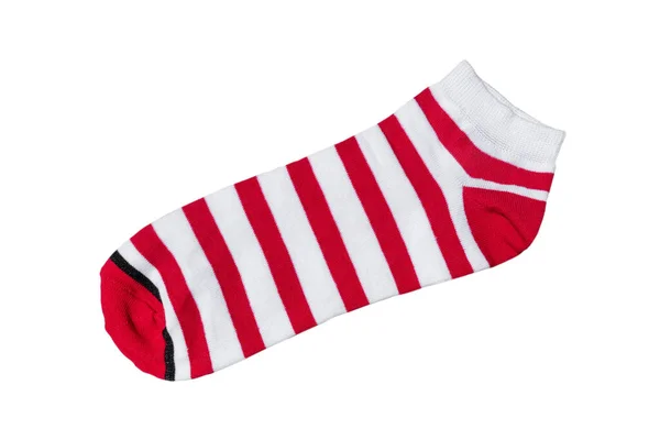 Шкарпетки Різними Лініями Ізольовані Білому Тлі Барвисті Шкарпетки Син Білий — стокове фото