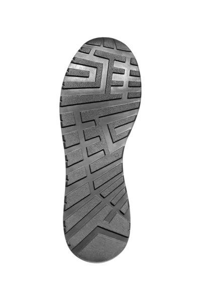 用于远足靴的橡筋外底 被白色背景隔离 黑色外底运动鞋 — 图库照片