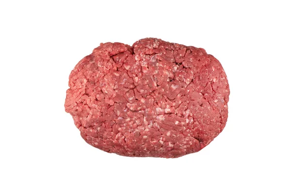 白地に隔離されたミンチビーフ肉 生のミンチ牛の肉の独立したトップビュー ひき肉の模様 — ストック写真