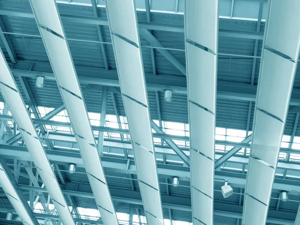 Світло Вентиляційна Система Довгій Лінії Стелі Промислового Будівництва Зал Виставки — стокове фото