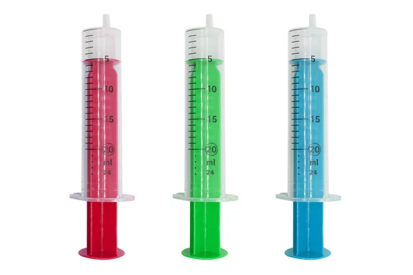 Leere Spritze Großaufnahme Isoliert Auf Weißem Hintergrund Impfung Kunststoff Hypodermie — Stockfoto