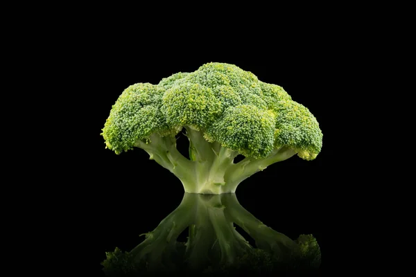 Pyszne Świeże Brokuły Izolowane Czarnym Tle Brokuły Izolowane Czarnym Tle — Zdjęcie stockowe