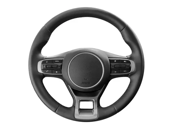 Modern Car Interior Steering Wheel Media Phone Control Buttons Isolated Stock Photo