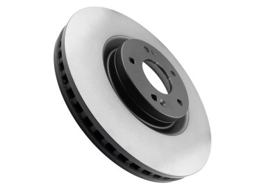 Araba fren diski beyaz arka planda izole edildi. Yedek yedek parça. Delinmiş fren diski rotoru beyaza izole edildi. Havalandırmalı diskler frenleniyor. Araba servisi veya bakım için yedek parça