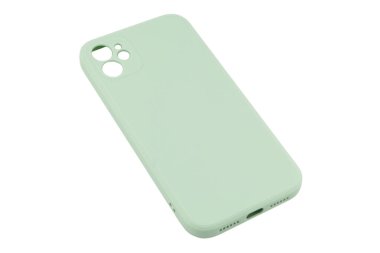 Cep telefonu kabini beyaz arka planda izole edilmiş. Akıllı telefon kulübesi izole. Akıllı telefon ya da kamera kesikli telefon için mavi silikon çanta.