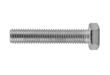 Makro beyaz zemin üzerinde izole metal cıvata vurdu. Krom vida yalıtılmış. Çelik cıvata izole. Fındık ve cıvatalar. İş için araçlar.