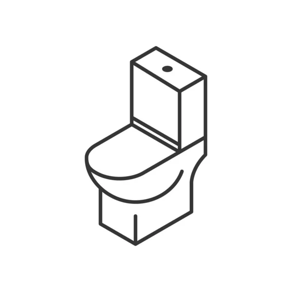 Icône Ligne Toilette Vue Isométrique Pictogramme Placard Eau Illustration Vectorielle — Image vectorielle