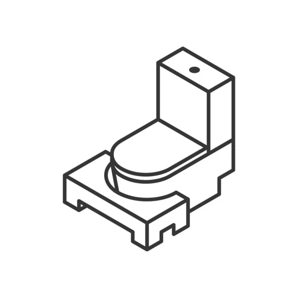Toilet Stool Correct Posture Line Icon Isometric View Pictogram Water — Stock Vector