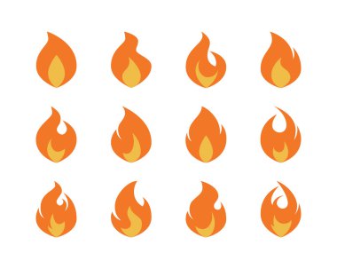 İkonu ateşle. Düz bir arkaplanda izole edilmiş basit alev emojisi.