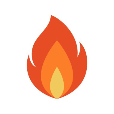 İkonu ateşle. Düz bir arkaplanda izole edilmiş basit alev emojisi.
