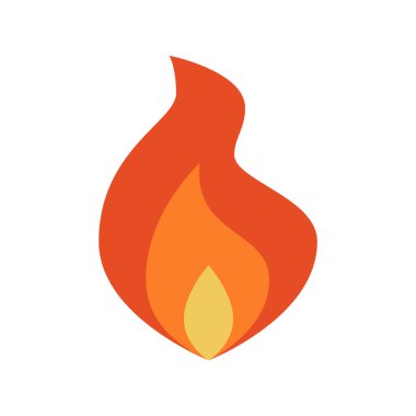 İkonu ateşle. Düz bir arkaplanda izole edilmiş basit alev emojisi.