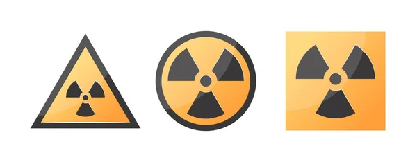Anzeichen Ionisierender Strahlung Set Von Gefahrensymbolen Mit Kleeblatt Vektor Illustration — Stockvektor