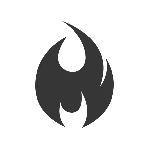 Fire Icon Simple Black Flame Emoji Flat Style Isolated White — Stock Vector