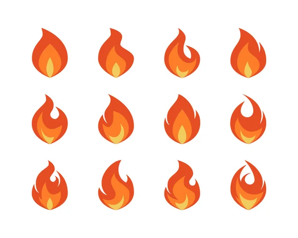 Konu Ateşle Düz Bir Arkaplanda Izole Edilmiş Basit Alev Emojisi — Stok Vektör