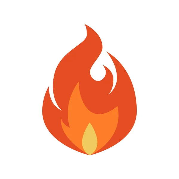 Ikona Ognia Proste Emoji Płomień Płaskim Stylu Izolowane Białym Tle — Wektor stockowy