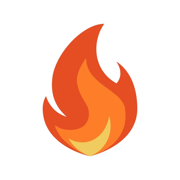 火のアイコン 白地に隔離された平型のシンプルな炎絵文字 — ストックベクタ