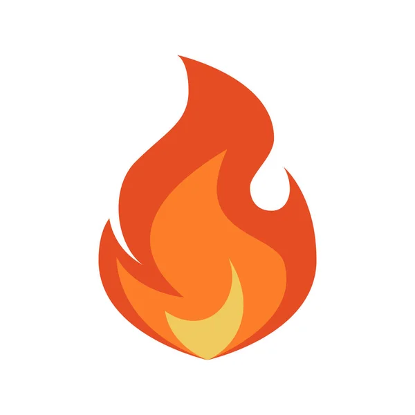 Vuur Icoon Eenvoudige Vlam Emoji Platte Stijl Geïsoleerd Een Witte — Stockvector