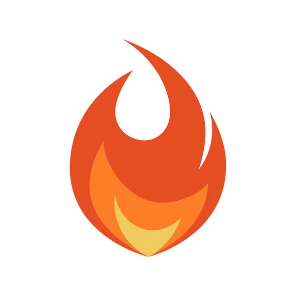Tűz Ikon Egyszerű Láng Emoji Lapos Stílusban Elszigetelt Fehér Alapon — Stock Vector