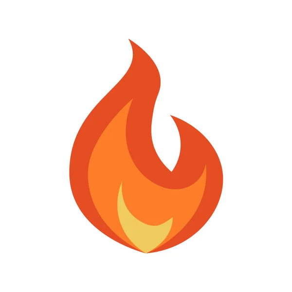Feuer Symbol Einfaches Flamme Emoji Flachem Stil Isoliert Auf Weißem — Stockvektor