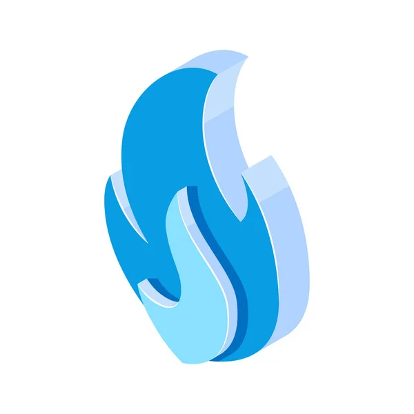 Feuer Symbol Isometrischer Projektion Blaues Gas Emoji Isoliert Auf Weißem — Stockvektor