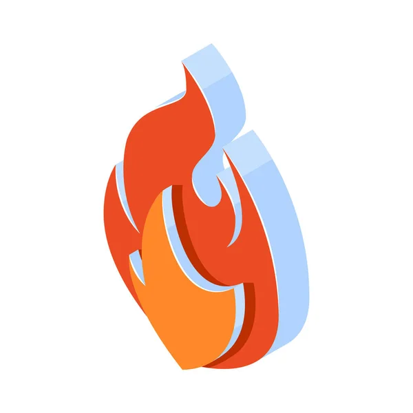 アイソメトリックプロジェクションの3D火災アイコン オレンジ色の炎 Emojidex 絵文字デックス 白い背景 — ストックベクタ