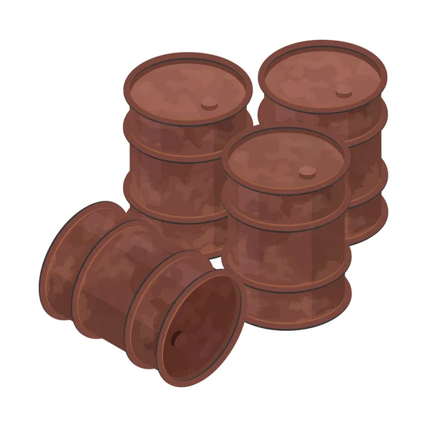 Barriles Oxidados Isométricos Icono Tambores Metal Ilustración Vectorial Aislada Sobre — Vector de stock