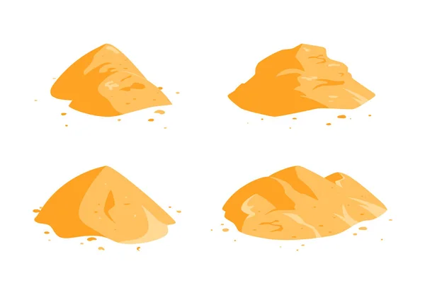 Sand Pile Icons Vector Cartoon Illustration Yellow Sandy Heaps Stock Vector