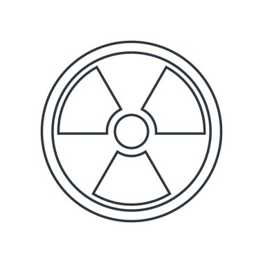 Radyasyon işareti iyonlaştırılıyor. Folyolu bir tehlike çizgisi simgesi. Beyaz arkaplanda izole edilmiş vektör illüstrasyonu.