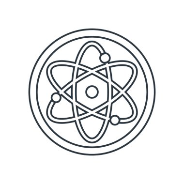 Nükleer savunma işareti. CBRN sembolü. Basit siyah bir resim. Vektör illüstrasyonu satır biçiminde beyaz bir arkaplanda izole edildi.