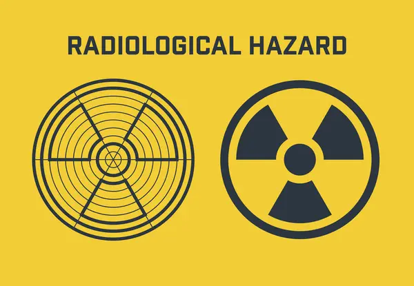 stock vector Ionizing radiation sign. Geometric hazard icon with a trefoil. Vector illustration on a yellow background.