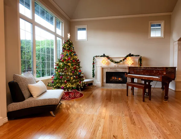 Hogar Sala Estar Durante Día Decorado Para Una Feliz Navidad —  Fotos de Stock