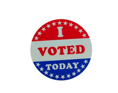 ABD seçimleri için seçmen haklarını göstermek amacıyla tek oy etiketi beyaz arka planda izole edildi 